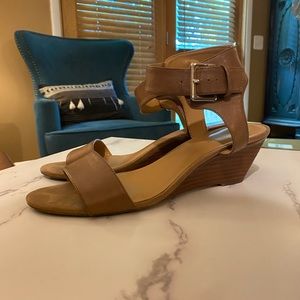Nine West Taupe Wedge Strap Sandals